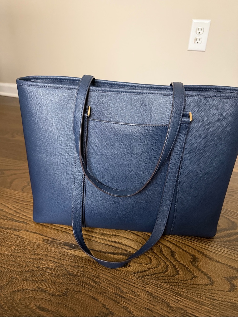 Michael Kors Blue Saffiano Leather Tote with Gold Hardware - Picture 4 of 7